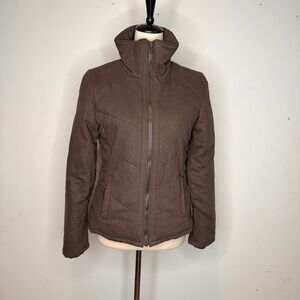 VTG Y2K 2005 Gap Fleece Lined Mock Neck Zip Quilted Jacket Brown Size XS